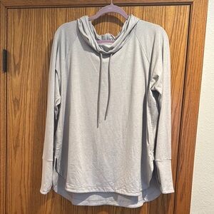 Athleta Gray Hooded Long Sleeve Top